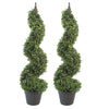 Artificial Boxwood Spiral Tree Topiary 3ft 90cm Buxus Spiral Pair Realistic