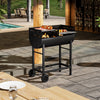 Portable Half Open Drum Barrel Barbecue w/Adjustable Grills&Shelf&Wheels&Handle