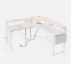 Flamaker L Shaped Gaming Desk with LED & Power Strip 150x150cm Computer Table