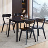 Rectangular Black Solid Rubber Wood Dining Table Round Edge Dining Room Kitchen