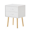 White Bedside Table 2 Drawers Nightstand Cabinet Wood Legs Side Table