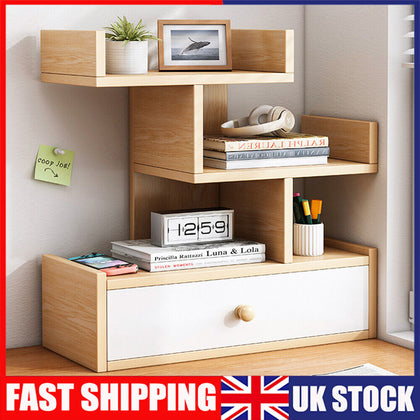 2/3 Layer Study Bedroom Wooden Desktop Bookcase Storage Rack Shelving Holder UK