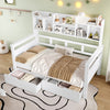 Platform Bed with Drawers & Bookcase 3ft Single Bed Household Bed 90x190, White