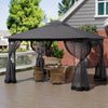 4x3m Gazebo Garden Pergola Canopy Pavilion w Curtain Netting Sidewalls Dark Grey