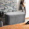 78cm Grey Storage Stool Footstool Chair Seat Oval Ottoman Pouffe Lidded Box Deco