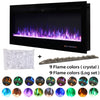 50'' Electric Fireplace 9 LED Flame Crystals/Log Stove Wall Fire Heater + Remote