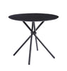 Small Dining Table, Round Black Wooden Effect Top Kitchen Table with Metal Legs