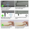 3-Seater Sofa 189CM For Living Room Fabric Upholstered Couch, Light Grey