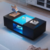 Modern LED Coffee Table with 2 Drawers Storage Black for Living Room