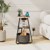Small Side Table with 3-Tier Storage LED Lighted Sofa End Table Charging Station