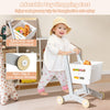 Convertible Wooden Play Store with Shopping Cart & Chalkboard-White