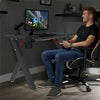 100cm LED Ergonomic Gaming Desk Computer Table with Cup Holder Cable Management