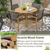 Patio Dining Chairs Set of 4 Outdoor Acacia Wood & PE Wicker Chairs