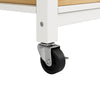 ROLLING KITCHEN ISLAND STORAGE TROLLEY CABINET WITH LARGE WOOD TOP, 3 DRAWERS