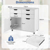Mobile Storage Cabinet 4 Drawer Dresser Chest with Doors-White