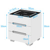 3 Drawers White Bedside Tables Cabinets Wireless Charging LED Lights Bedroom