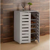 2 Door Shoe Storage Cabinet Grey Wooden Rack Stand Cupboard Slatted Doors Oslo