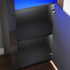 High Gloss Display Cabinet Black Sideboard Cupboard Storage Door with LED Lights