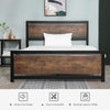 Rustic Style Double Bed Frame with Headboard & Footboard and Underbed Storage Sp