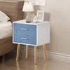 Bedside Table Nightstand Cabinet Wood Legs 2 Drawers Side Table Storage