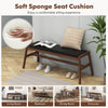 Upholstered Bench Solid Rubber Wood Frame Indoor Sponge Cushioned Bench