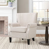 New Fabric Armchair Oyster Wing Back Occasional Accent Chair Studded Rubber Legs