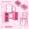 Princess Dressing Table Kids Vanity Desk & Chair Set-Pink