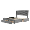 Double Upholstered Platform Bed Frame 135x190 with Drawers Storage and Headboard