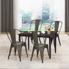 4 Pcs Kitchen Dining Chair Gun Metal Stackable Side Seat Cafe Bar Chairs Gun