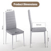 New Set of 6 Dining Chairs Padded Seat High back Metal Legs Home Furniture Gray
