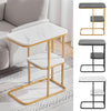 C Shape 2 Tiers End Table Bay Window/Bed/Sofa Side Unit with Shelf Marble Effect