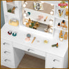 Large Dressing Table With Hollywood LED Mirror Drawer Shelves Vanity Makeup Desk