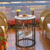 FATIVO Marble Side End Table Round Coffee Table Raised Black Legs Furniture Deco