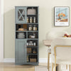 Bathroom Freestanding Pantry Cabinet w/ Adjustable Shelves-Grey