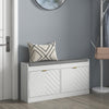Shoe Storage Bench with 2 Flip Drawers, Cushion, 2 Vents for 8 Pairs of Shoes