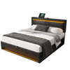 UPHOLSTERED OTTOMAN BED 5FT KING SIZE LED HYDRAULIC BED FRAME WITH STORAGE BLACK