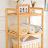Free Standing Clothes Storage Basket Rack Bamboo Wooden Organizer Corner Hampers