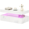 LED Coffee Table with Storage, High Gloss Living Room Table, White