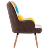 Modern Pacthwork Fabric Armchair Accent Wing High Back Chair Stool Footrest Sofa