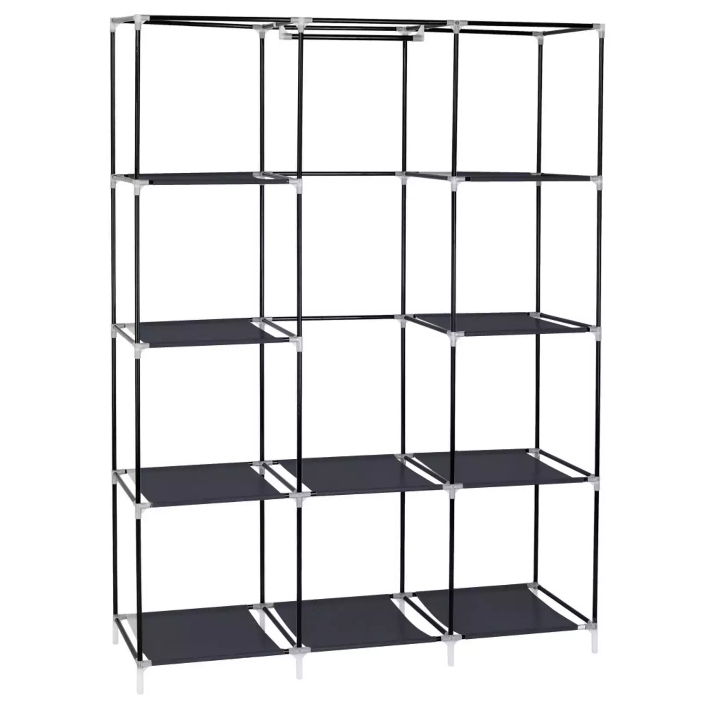 Large Canvas Fabric Wardrobe With Hanging Rail Shelving Clothes Storage Cupboard