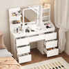 Large LED Dressing Table Vanity Makeup Desk With 7 Drawer & Shelves，White