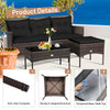 3 PCS Patio Conversation Set w/Tempered Glass Coffee Table-Black