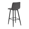 2 Faux Leather Bar Stools Grey with Stripe Padded Seat Metal Legs Kitchen Chairs
