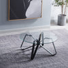Stylish Coffee Table Round Glass Living Room Centre Table With Black Metal Legs