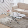 120cm Rectangle Glass Coffee Table Modern Office Living Room Furniture X Legs UK