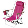 Portable Camping Folding Beach Chair Set of 2 for Adults W/ Headrest&Cup Holder