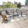 4Pcs Garden Patio Conversation Furniture Set Metal Outdoor Sofa Set w/Cushions