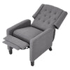 Grey Single Sofa Chair, 140° Reclining Backrest Lounge Armchair with Wooden Legs