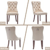 Set of 4 Velvet Fabric Dining Chairs with High Back Wooden Legs for Home Kitchen