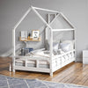 Chimney House Bed Frame Single Bedframe Low Feet Solid Pine Wooden Bed Furniture